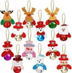 BELLE VOUS 12 Pack of Christmas Tree Jingle Bells Plush Ornaments - Santa Claus, Snowman, Reindeer, Bear, Elk & Other Hanging Dolls - Xmas Tree/Door Pendants for Home or Holiday Party Decoration