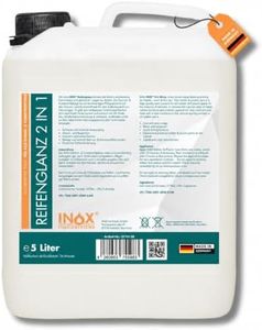 INOX® Reifenglanz - 5L Auto Kunststoffpflege & Gummipflege für Außen - Schwarz - Reifenpflege für Reifenglanz - Autoreifen Pflege und Reifen Reiniger - Reifenschwarz Auto