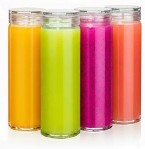 16oz Glass Water Bottles (4 Pack), Wide Mouth Glass Juice Bottles with Clear Lids for Juicing, Smoothies, Fruit Water, Teas, Beverage Storage - Borosilicate Juicing Bottles Reusable & Leakproof