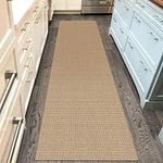 IOHOUZE Washable Kitchen Runner Rug 2'x8' Rubber Backing Hallway Runner Entryway Runner Indoor, Farmhouse Natural Boho Jute Rugs Low Pile Woven Cotton Floor Carpet for Kitchen Hallway Entryway Bedside