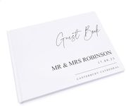 Personalised Minimalist Script Wedding Guestbook 80 Lined Pages Hardback