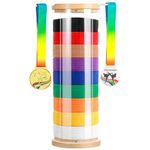 Tilhumt 9 Belts Karate Belt Display Rack, Freestanding Taekwondo Belt Display Holder, Cylindrical Martial Arts Belt Organizer with Extendable Medal Hanger for Kids and Adults TKD, BJJ, Kungfu