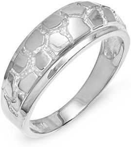 Men's Solid 925 Sterling Silver Textured Band Nugget Wedding Ring, Size 14.75