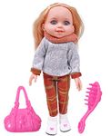 Toyshine 12 Inches Fashion Beauty Doll with Toy Make Up Accessory - Grey Sweater