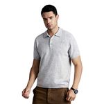 BEYOND FASHION Men's Polo Shirt Short Sleeve Soft Light Weight - 100% Pure Cashmere, Lighter Gray, Large