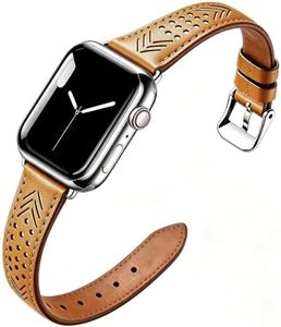 Hollow-out Genuine Leather Watch Band for Apple Watch, Dressy Strap for Women Lady Small Wrist, Compatible with Apple Watch Series 11 10 9 8 7 6 SE 3 2 1 Ultra 38mm 40mm 41mm 42mm 44mm 45mm 46mm 49mm
