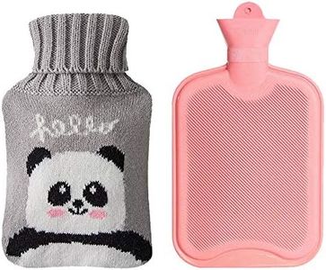 Drizzle Classic Rubber Hot Water Bottle - 2L Pink with Cute Panda Knitting Set - Suitable for Pain Relief Headaches Cramps and Winter Warmth