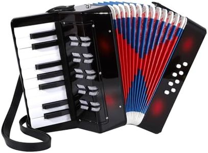 BGMUSER Accordion 17 Piano keys 8 Bass Button Kids Accordion Musical Instrument Mini Beginner Accordian Toy Gift (Black)