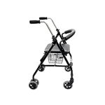 Rehamo Rollie STD, Aluminium Frame Foldable Rollator with Padded Seat Pressure Brake System | Tubular and Padded Back Support for Comfort and Utility Box (1 Year Warranty)