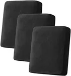 H.VERSAILTEX Velvet Stretch Couch Cushion Cover Plush Cushion Slipcover for Chair Loveseat Sofa Cushion Furniture Protector Seat Cushion Sofa Cover (3 Piece Sofa Cushion Covers, Black)