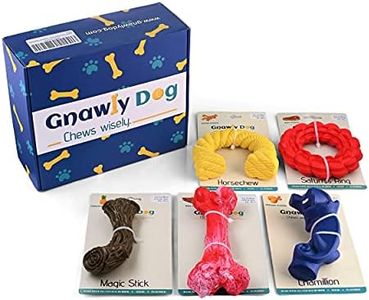 GNAWLY DOG Chew Toys for Aggressive Chewers, 5 Pack, Flavor Infused Heavy Duty Rubber Bones, Ring, Antlers, Ropes and Animal, Indoor and Outdoor Play for Medium to Large Breeds