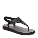 Skechers Women's Meditation-Sweet Rock Flat Flip-Flop, Blk/Blk, 9, Black