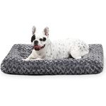 KSIIA Small Dog Bed Washable, Calming Dog Bed, Dog Crate Mattress with Non skid Bottom, Fluffy Anti Anxiety Dog Beds, Pet Beds Pillow Cushion for Dog, Dark Grey, 60x45x7cm