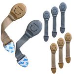 KidDough Furniture Safety Locks for Kids - Pack of 4 Beige + 4 Grey Locks, Child Safety Locks for Drawers, Cabinets, Fridge, Cupboard Lock, Strong and Adhesive Safety Locks