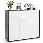 COSTWAY Buffet Cabinet, White Kitchen Buffet Storage Cabinet with Countertop, Drawer, Adjustable Shelf, Buffet Table, Sideboards and Buffets with Storage for Home, Dining Room, Living Room