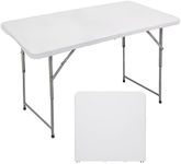 FORUP Folding Utility Table, 4ft Fold-in-Half Portable Plastic Picnic Party Dining Camp Table