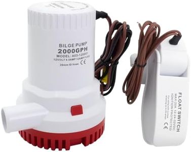 YQMIGU 2000 GPH Bilge Pump 12 Volt, Boat Water Pump Takes Up Little Space and Has A Quiet Sound, Suitable for Water Boats and Ponds,With Float Switch