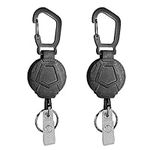 YAKESD 2 Pack Heavy Duty Retractable Badge Holder Reel, ID Badge Holder with 27.5 Inches Steel Wire Rope, Keychains with Carabiner Clip for Men Women