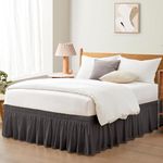KASHILON Wrap Around Bed Skirts for Queen Bed (Bed Size: 60"x78") 10" Long Drop, Dark Grey Adjustable Elastic Dust Ruffles Easy Fit Wrinkle Resistant Silky Luxurious Fabric Machine Washable