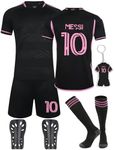 yumcute Football Kits for Kids No.7 Football Kits No.10 Football Kit Football Training Set Shirts Shorts Socks Guard Plate and Keychain 23/24 Home Away Soccer Jerseys Gifts for Boys Girls Children