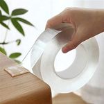 BRAND VILLA Double Sided Tape Heavy Duty - Multipurpose Removable Traceless Mounting Adhesive Tape for Walls，Washable Reusable Strong Sticky Strips Grip Tape (Pack of 1, Total 3 Meter)