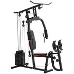 Soozier Home Gym Machine, Weights Machine Multi Gym LAT Pulldown and Leg Workout Equipment, with 99lbs Weight Stack, for Full Body Workout