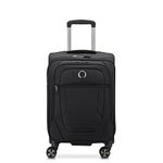 Delsey PARIS Polyester Helium Dlx 2.0 55 Cm 4 Double Wheel Cabin Black Expandable Softshell Inline Suitcase, Small