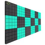 YGM Acoustic Foams® Turbo Acoustic Soundproofing Studio Panels, Set of 18, 12" X 12" X 2", 50 Kg/m³ Density, 3D Structure (Green + Black)