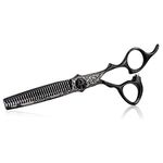 PURPLEBIRD Hairdressing Scissors 6 Inch Hair Thinning Scissors Professional Barber Scissors Trimming Texturizing Scissors for Men Women, Hair Blending Shears with Printed Damascus Striping - Black