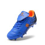 DREAM PAIRS Boys Girls Soccer Football Cleats Shoes(Toddler/Little Kid/Big Kid),Size 4 Big Kid,Royal/Blue/Orange,SUPERFLIGHT-3K