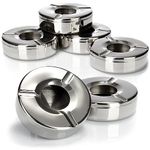 com-four® 6x Stainless steel ashtrays - wind ashtray with removable lid to protect against fly cinder- Ø 11 cm (006 pieces - stainless steel)