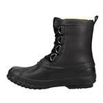 London Fog Foxley Snow Boots for Men - Leather Waterproof, Lined Insulated Men’s Winter Snow Boots, Black, 8