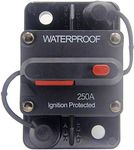 ANJOSHI 250 Amp Circuit Breaker 30A-300A with Manual Reset Waterproof Inline Fuse Inverter for Marine Trolling Motors Boat ATV Manual Power 12V-48VDC