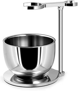GRUTTI Juego de afeitado, maquinilla de afeitar de cromo de lujo y soporte de cepillo con juego de afeitado de bowl de jabón