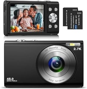 Digital Camera, Autofocus Compact Camera HD 2.7K 48MP with 2.8" Large Screen, 16X Digital Zoom, Portable Mini Camera for Photography, Vlogging Camera for Kids,Adult,Beginners（Black）