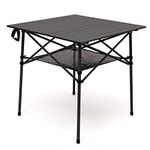 SunnyFeel Compact Folding Camping Table, Portable Aluminum Picnic Tables, Roll Up Top with Mesh Shelf, Sturdy Lightweight for Outdoor Dining (Brown)