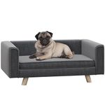 PawHut Dog Sofa Bed, Elevated Dog Couch for Medium and Small Dogs, with Soft Cushion, Removable and Washable Cover, Grey