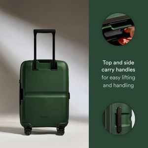 Antler Hard Shell Cabin Suitcase 55x40x20cm – Green, 4 Spinner Wheels, TSA Lock
