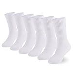 Marchare Boys Socks Kids Cushioned Crew Socks Girls Thick Cotton Athletic Running Socks White 6 Pack 10-14 Years