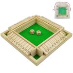 Shut the Box Game for 4 Players, Wooden Table Game Family Travel Game Traditional Pub Dice Games for Adults Educational Table Dice Game for Kids Age 3 4 5 6 +