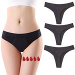 ZVZK Period Pants Heavy Flow Women Period Thong 20ML Absorbent Leak Proof Panties Panty Menstrual Underwear Briefs Hipster (L, 3 Black)