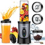 TENKER Portable Mini Blender Smoothie Makers, 900W Personal Blender Small Blender Grinder with 2x650ml Portable Blender Bottles, 2pcs To-Go Lids and 300ml Grinder, BPA-Free, for Juicer Fruit Nuts Ice