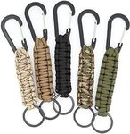 TIMGOU Paracord Keychain with Carabiner, Set of 5 Braided Lanyard Utility Ring Hook for Keys Knife Flashlight Outdoor Activity EDC Survival Kit