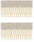 Ettika Hair Combs for Women Accessories. Gold Tone Plated Metal, Dynasty Hair Side Comb Set of 2. Decorative Hair Combs