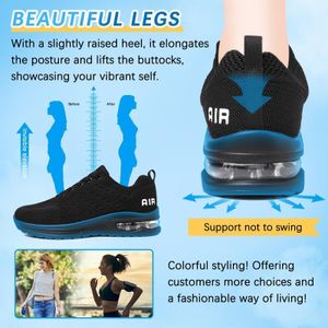 Women’s Running Shoes – Breathable Mesh Air Cushion Trainers, Black