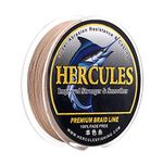 HERCULES Braided Fishing Line, Not Fade, 1094 Yards PE Lines, 4 Strands Multifilament Fish Line, 60lb Test for Saltwater and Freshwater, Abrasion Resistant, Brown, 60lb, 1000m