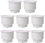 Amarine Made 8 Pack of Recessed Plastic Cup Drink Can Holder with Drain Hole for Boat Truck Car Table (White, 8-Pack)