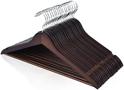 FairyHaus Wood Hangers 30 Pack, Smooth Finish Wooden Coat Suit Hangers with 360° Swivel Hook and Notches, Lightweight Walnut Wood Clothes Hangers for Camisole, Pants, Dress
