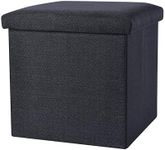 okam Storage Ottoman-Foldable Ottoman Storage-Collapsible Stool Bench - Storage Organiser Case with Cushioned Seat - use as Blanket Box, Foot Stool Ottaman, Pillow, Toys, Clothes Ottman Cube - Black