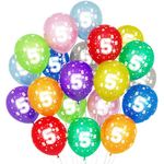 5th Birthday Balloons,20Pcs 12'' Multicoloured Balloons for Girls Boys Kids 5th Birthday Decorations Number 5 Latex Party Balloons Colorful Age Balloons